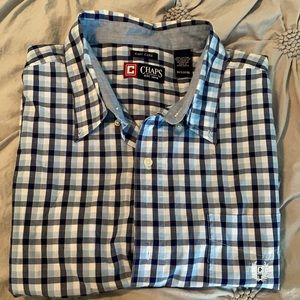 3XLT Chaps Easy Care  Short Sleeve Button Up